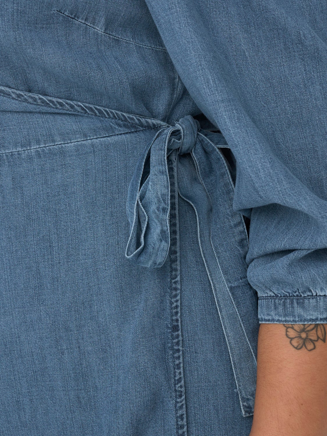 Curvy denim wrap midi dress