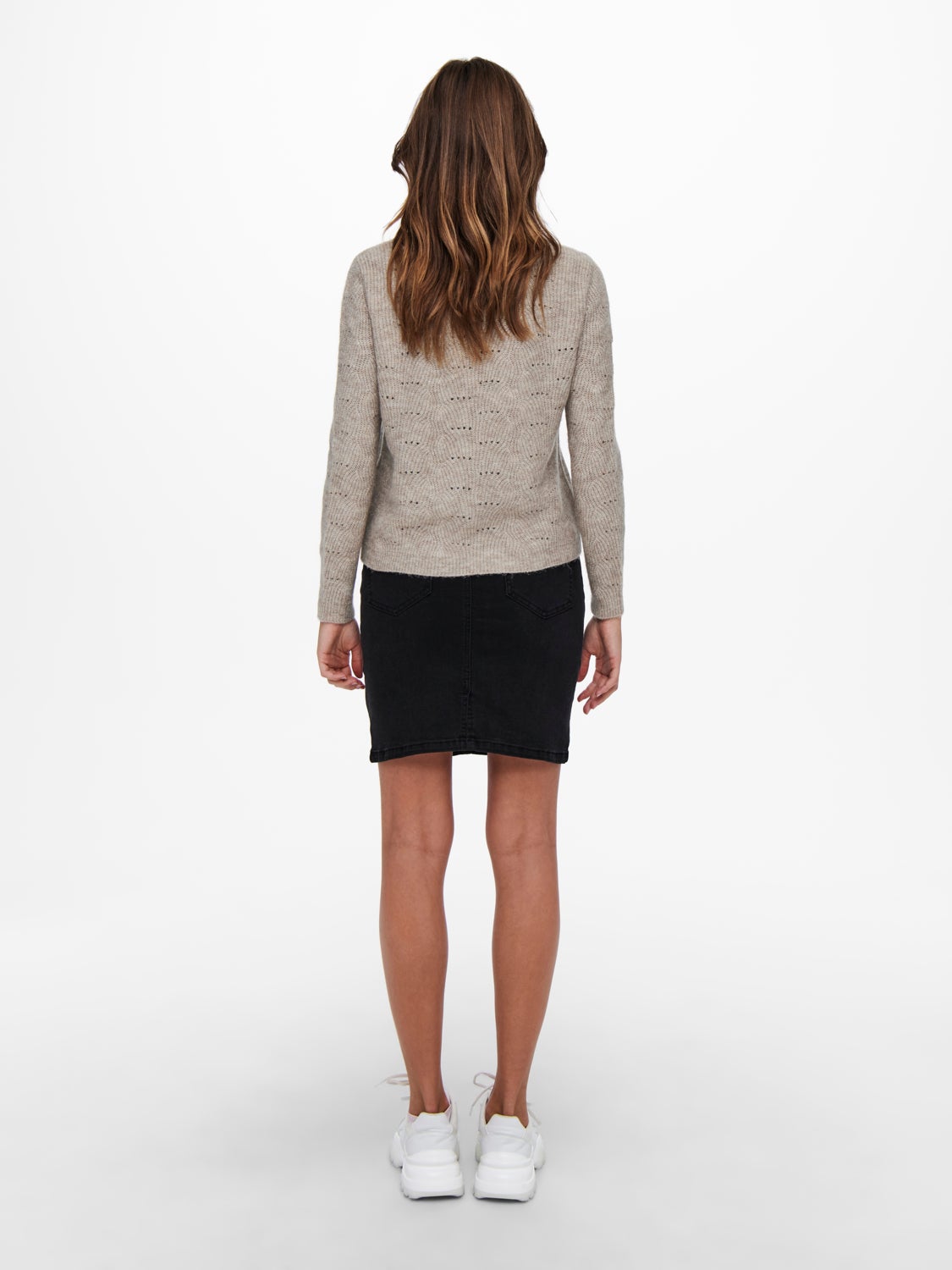 o-hals Solid colored Knitted Pullover