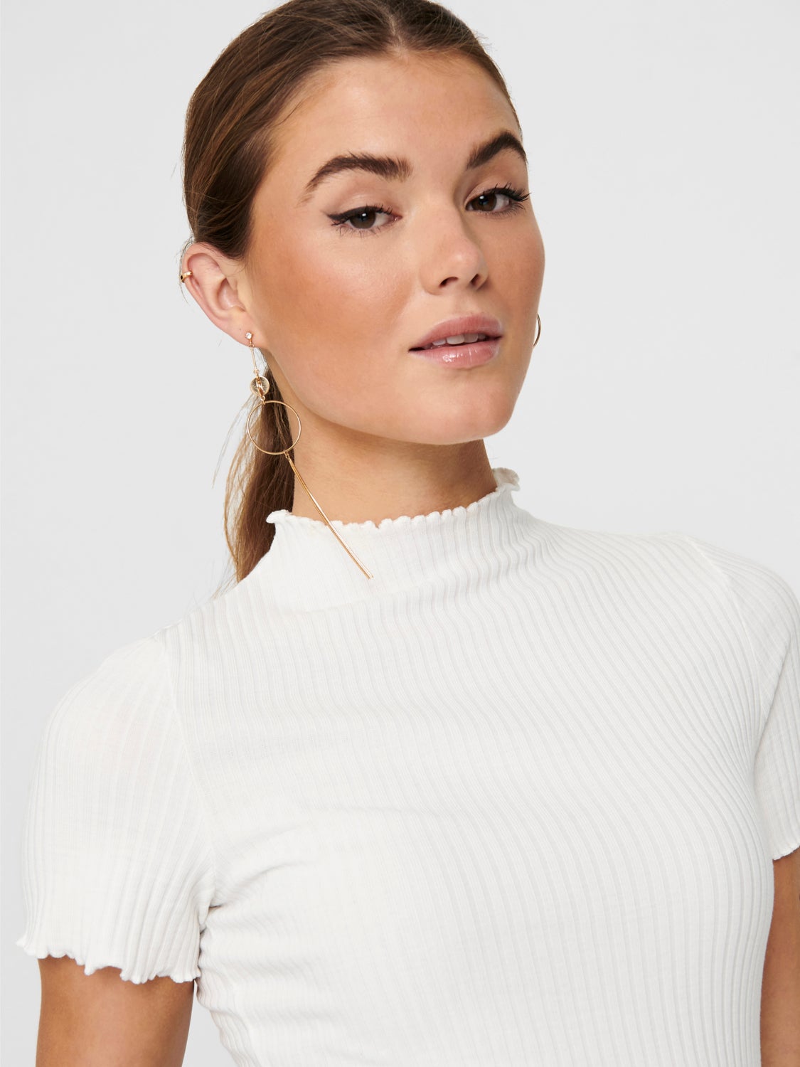 High neck Short Sleeved Top