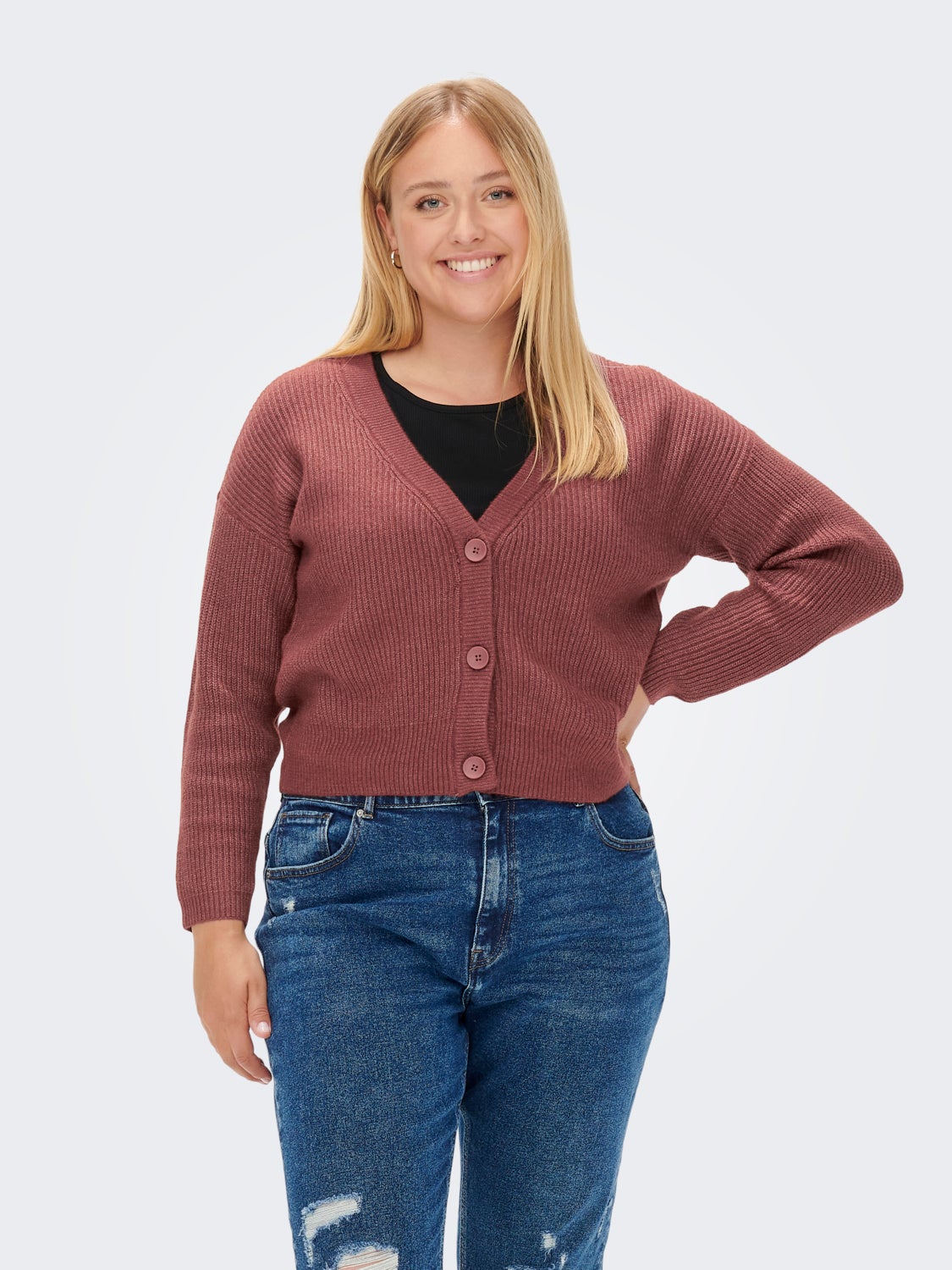 Curvy v-neck Knitted Cardigan