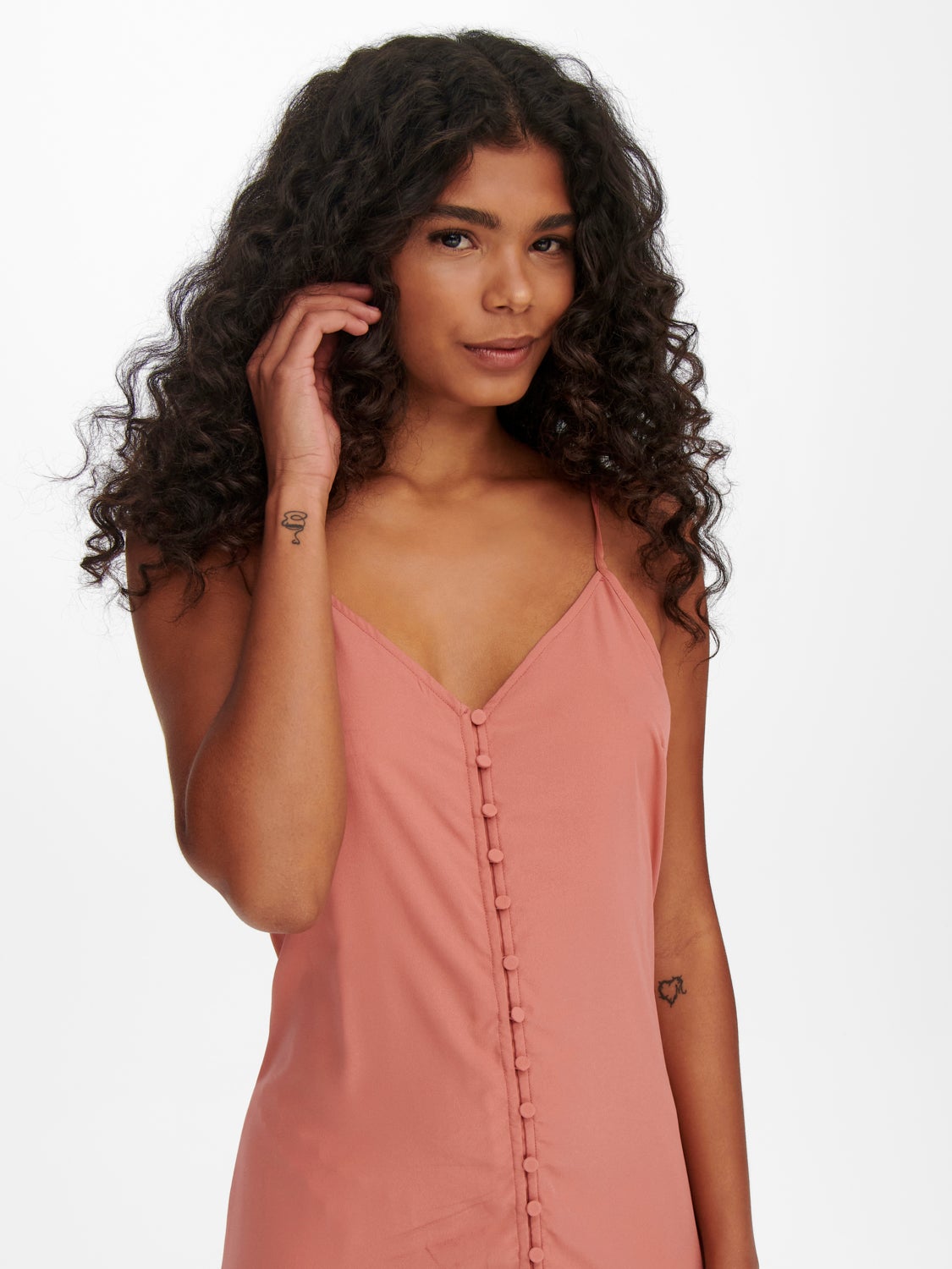 Button and frill detailed Maxi dress