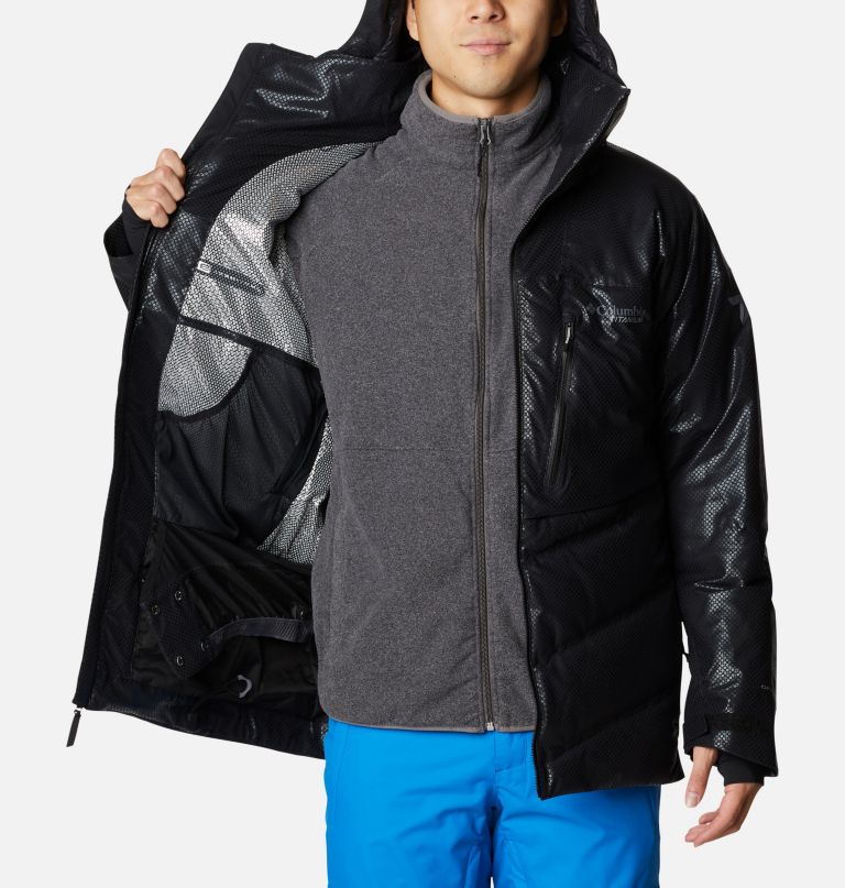 Columbi Men' Powde Keg Blac Dot Dow Jacket