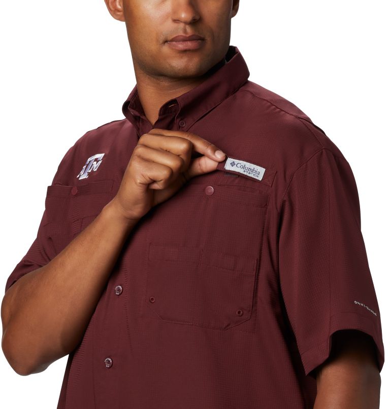 Columbi Men' Collegiat PF Tamiami Shor Sleev Shir  Texa   M