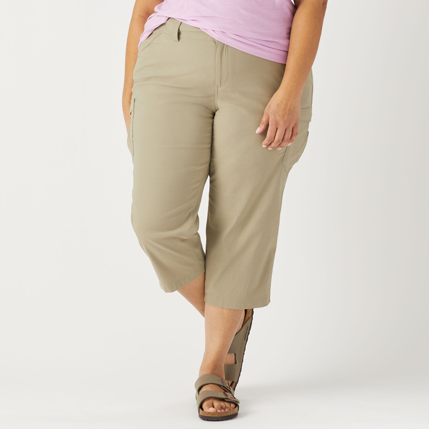 Women's Plus Dry on the Fly Capris Original Snap Closure Waist