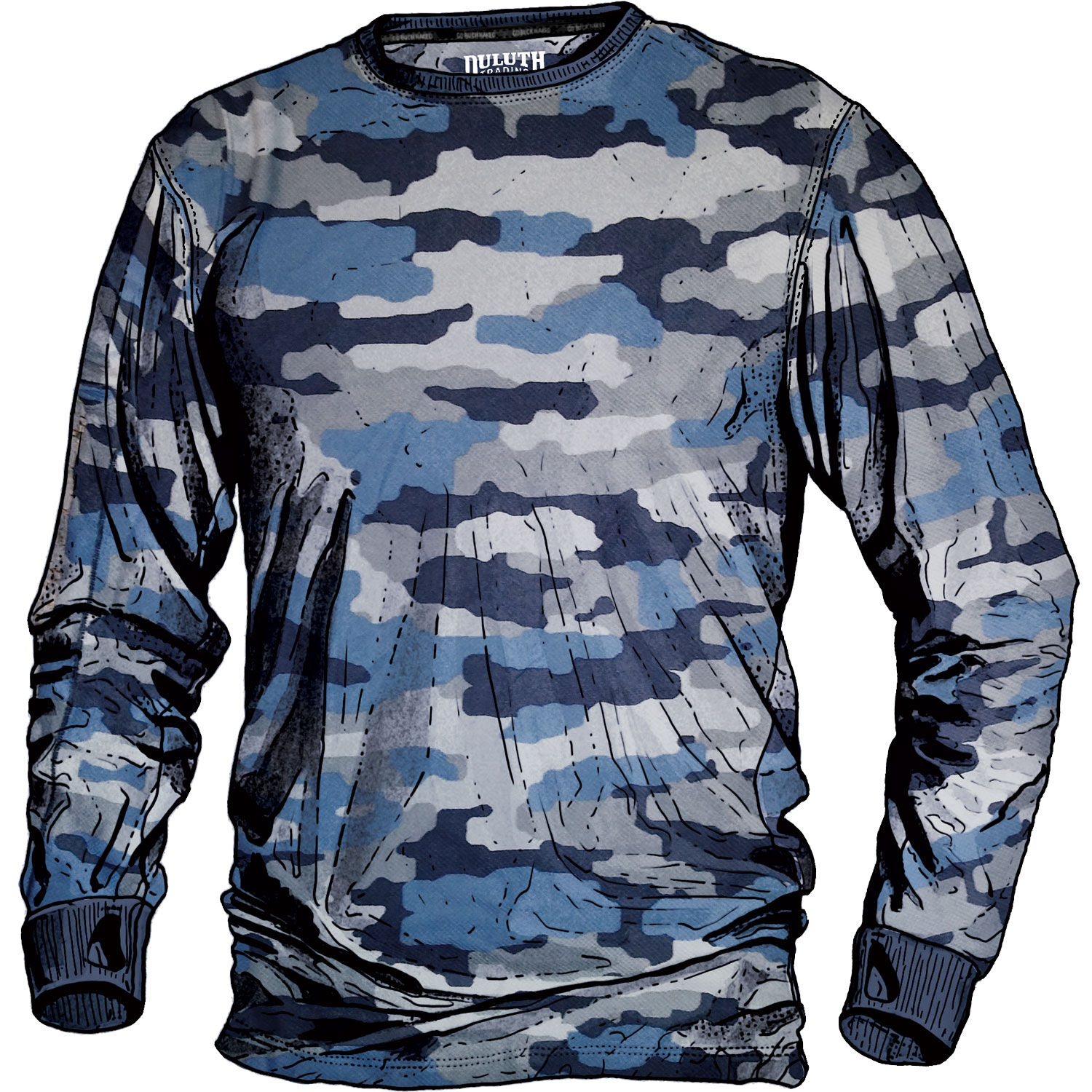 Men's Go Buck Naked Performance Base Layer Pattern Crew Shirt