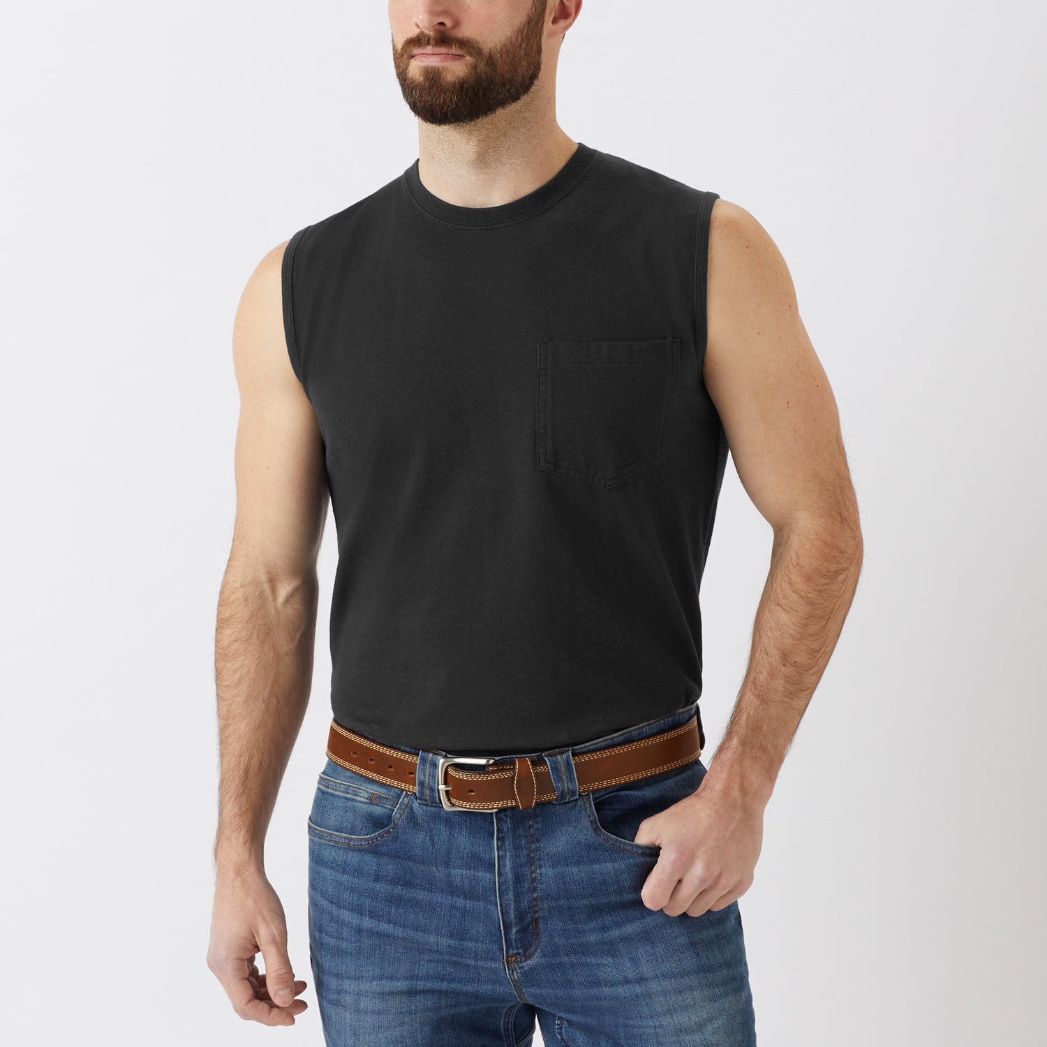 Men's Longtail T Sleeveless Crew With Pocket
