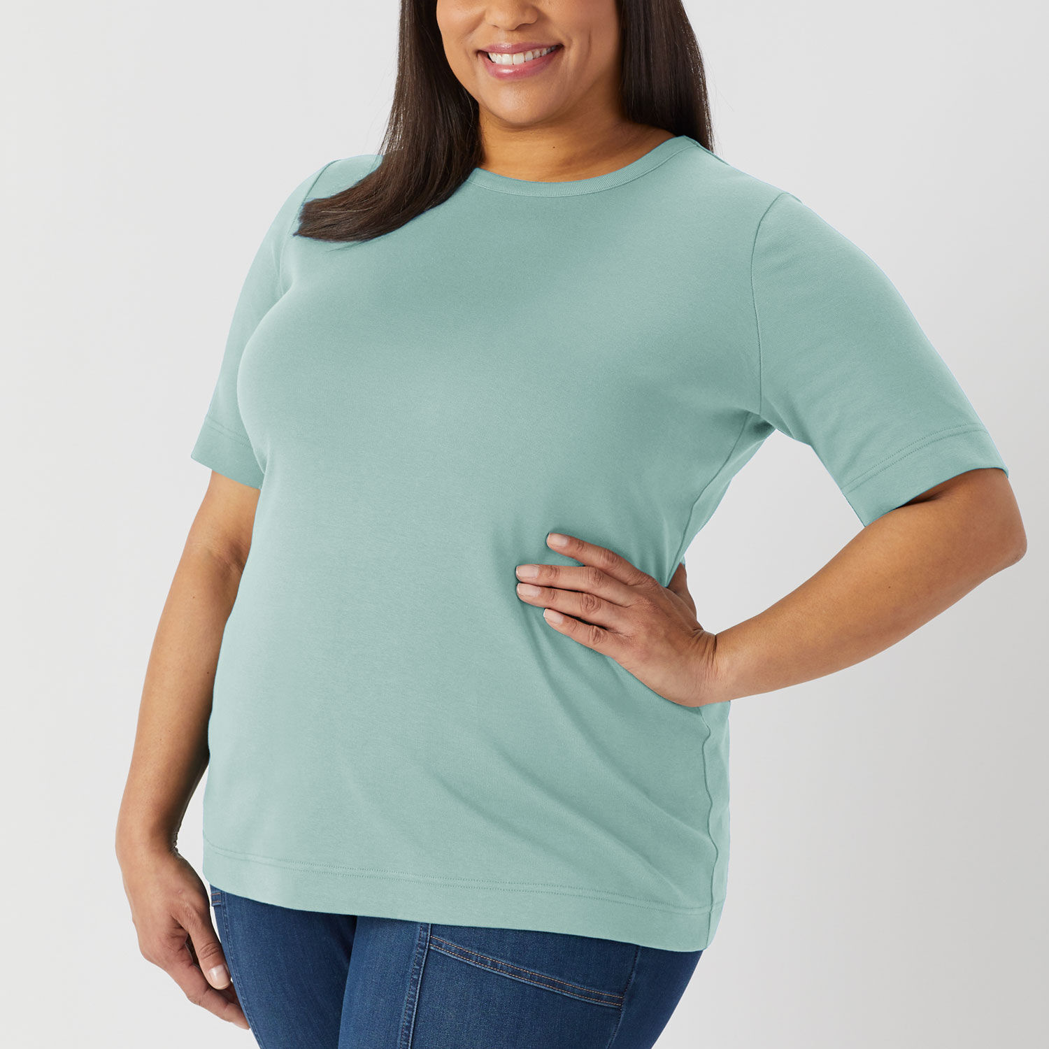 Women's Plus Longtail T Elbow Sleeve Scoopneck