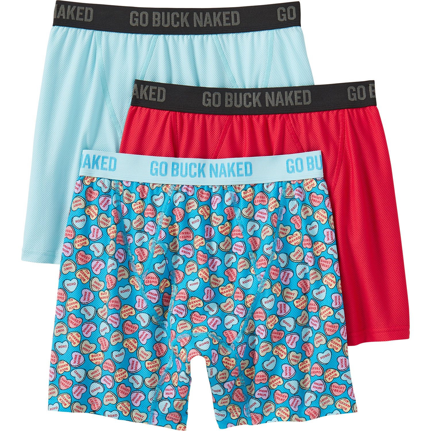 Men's Go Buck Naked Performance Boxer Briefs 3-Pack Gift Set