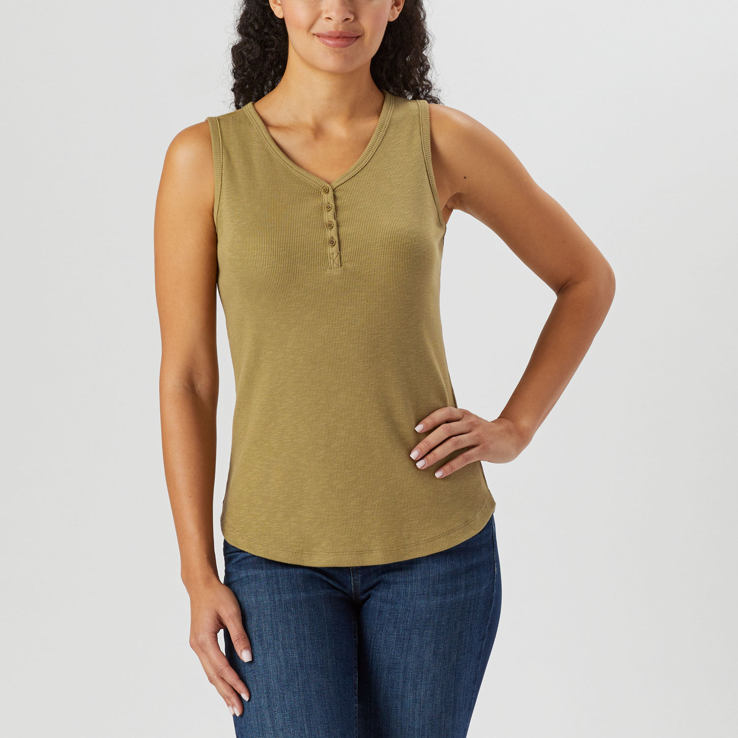 Women's Makers Studio Cotton Rib Slub Henley Tank