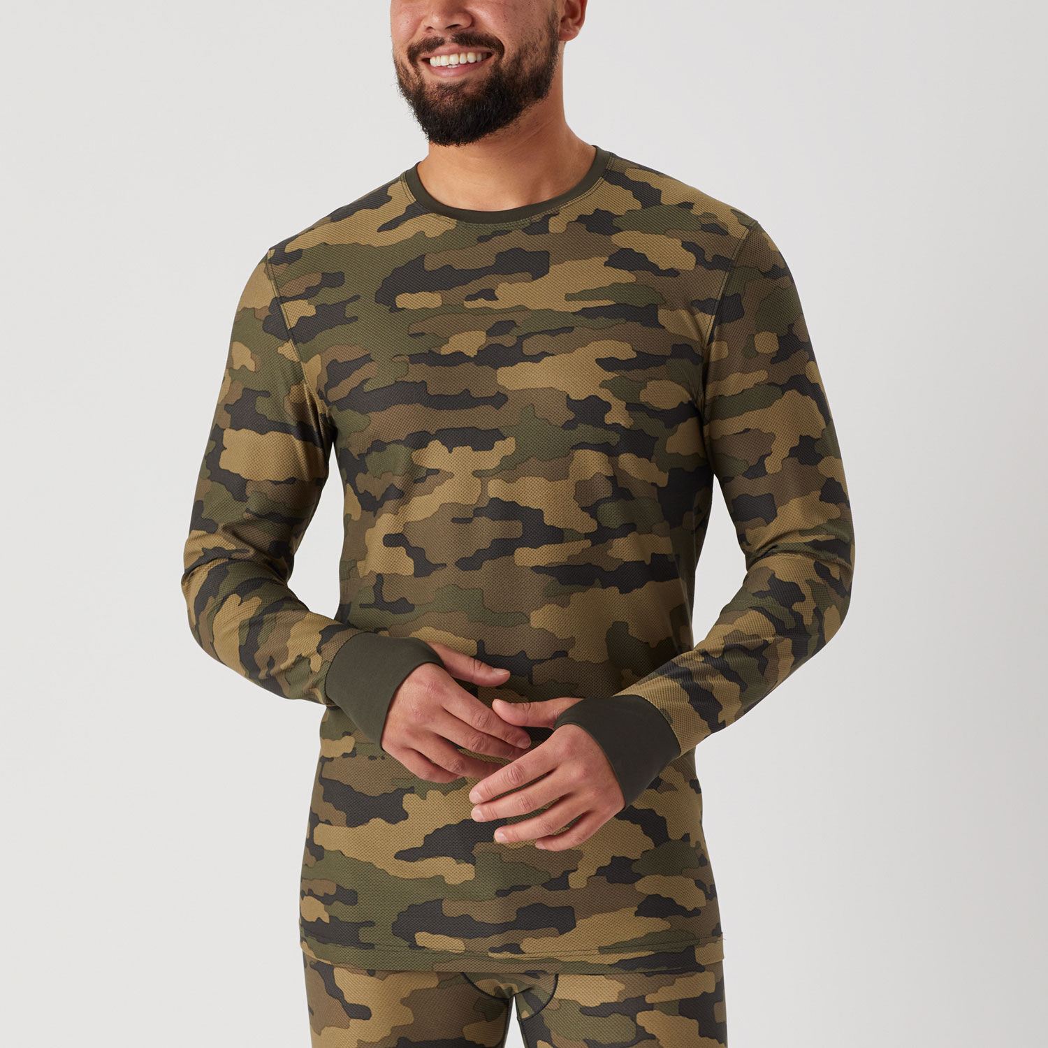 Men's Go Buck Naked Performance Base Layer Pattern Crew Shirt