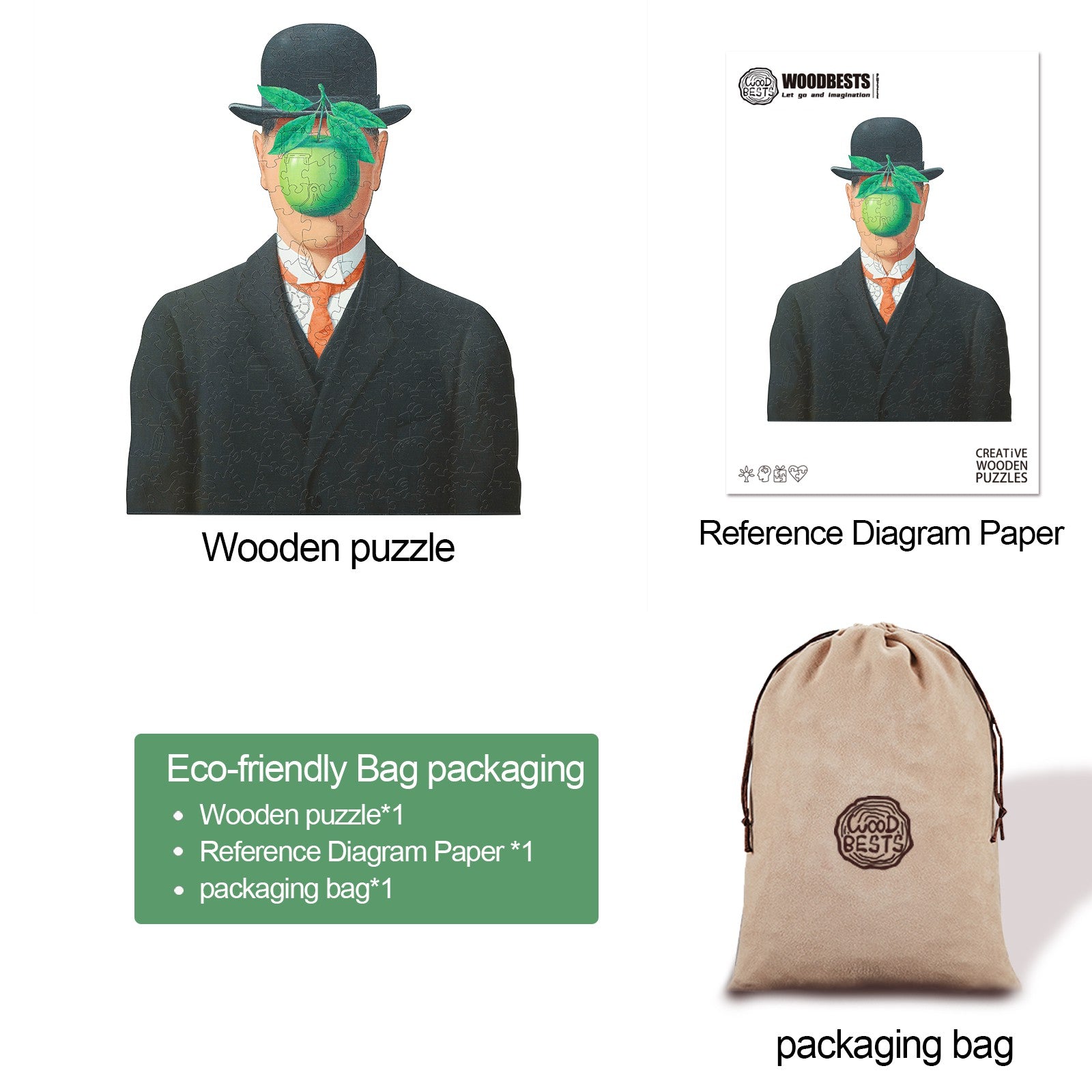 Magritte's Apple Wooden Jigsaw Puzzle