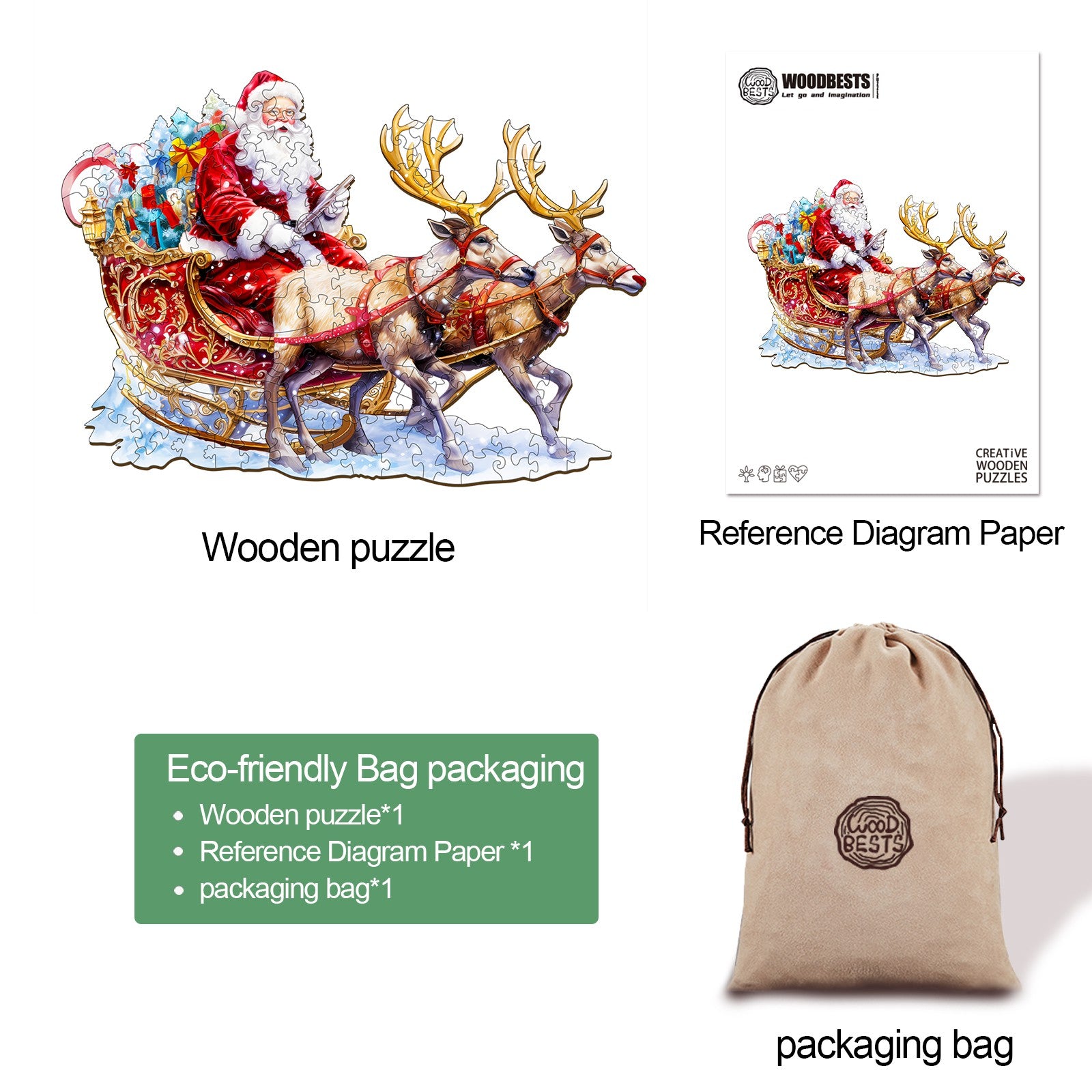 Santa and Rudolph Wooden Jigsaw Puzzle