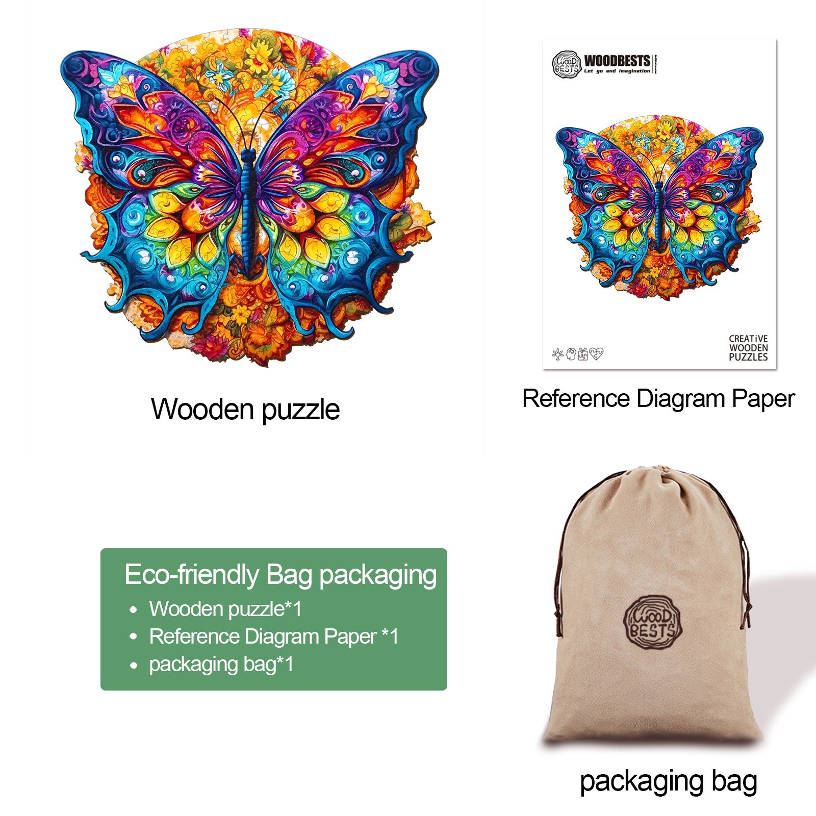 Mandala Butterfly 3 Wooden Jigsaw Puzzle