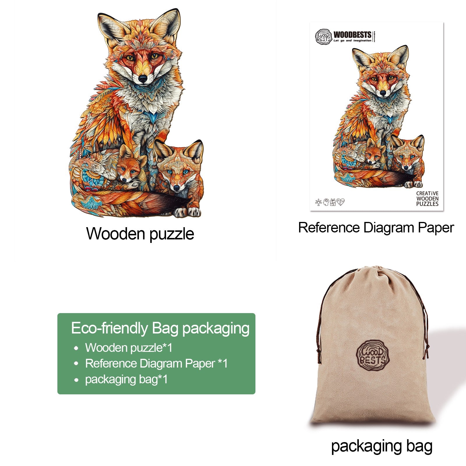 Fox Family Wooden Jigsaw Puzzle