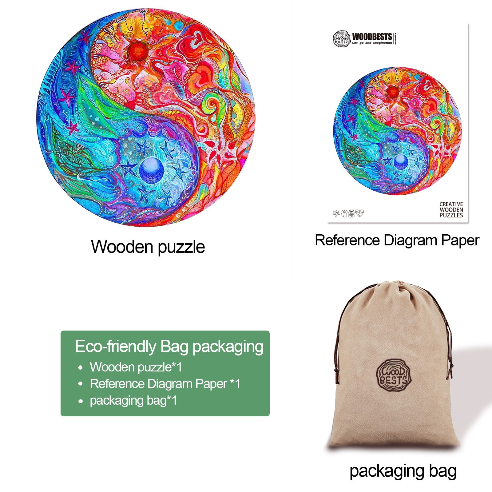 Yin Yang Mandala-2 Wooden Jigsaw Puzzle