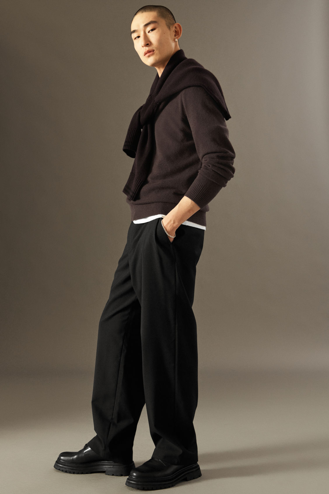 WOOL-HOPSACK TROUSERS - WIDE