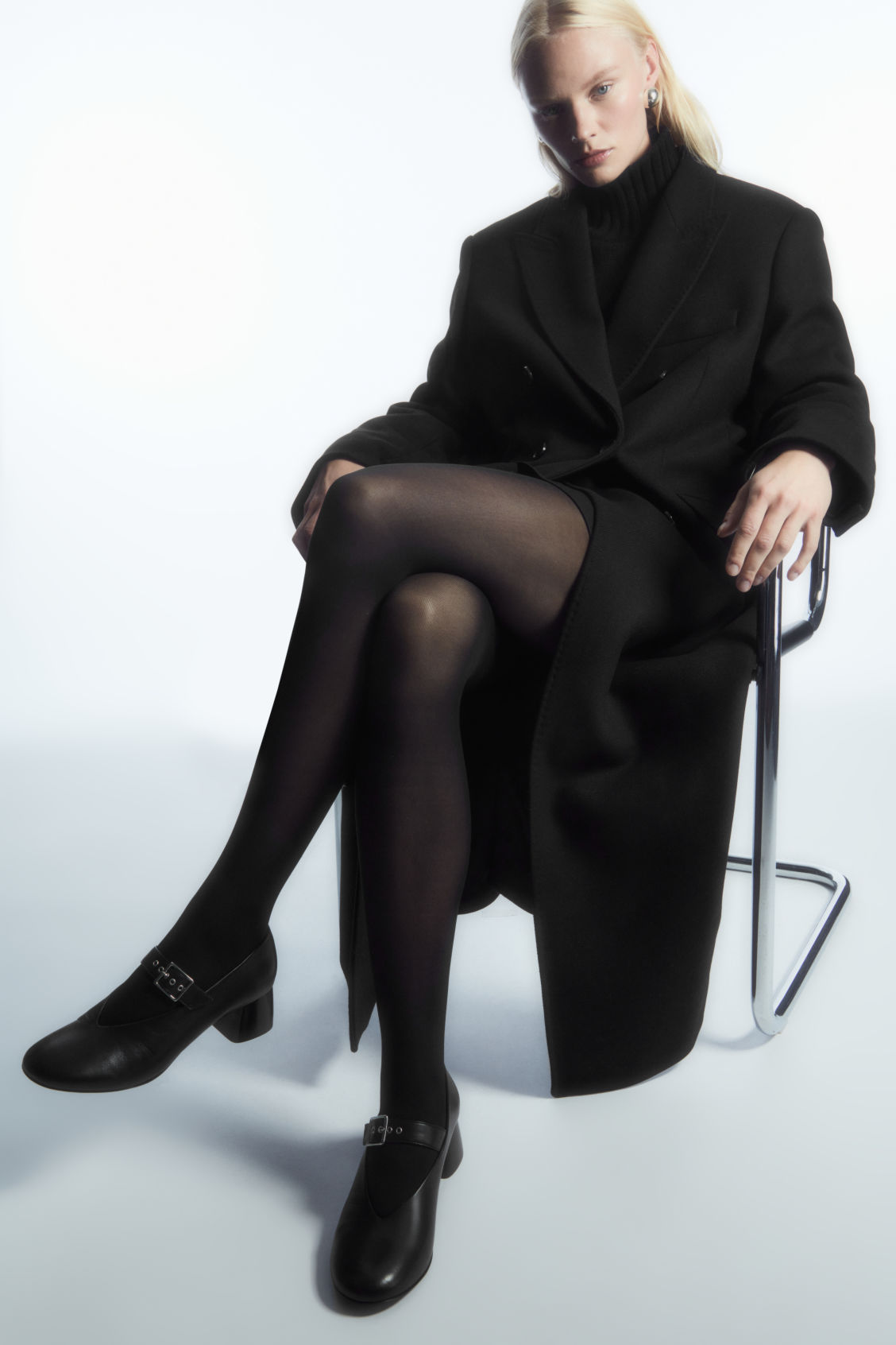 BLOCK-HEEL LEATHER MARY-JANE PUMPS