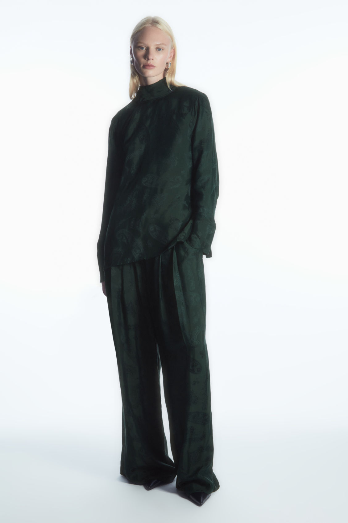 WIDE-LEG PAISLEY-JACQUARD TROUSERS