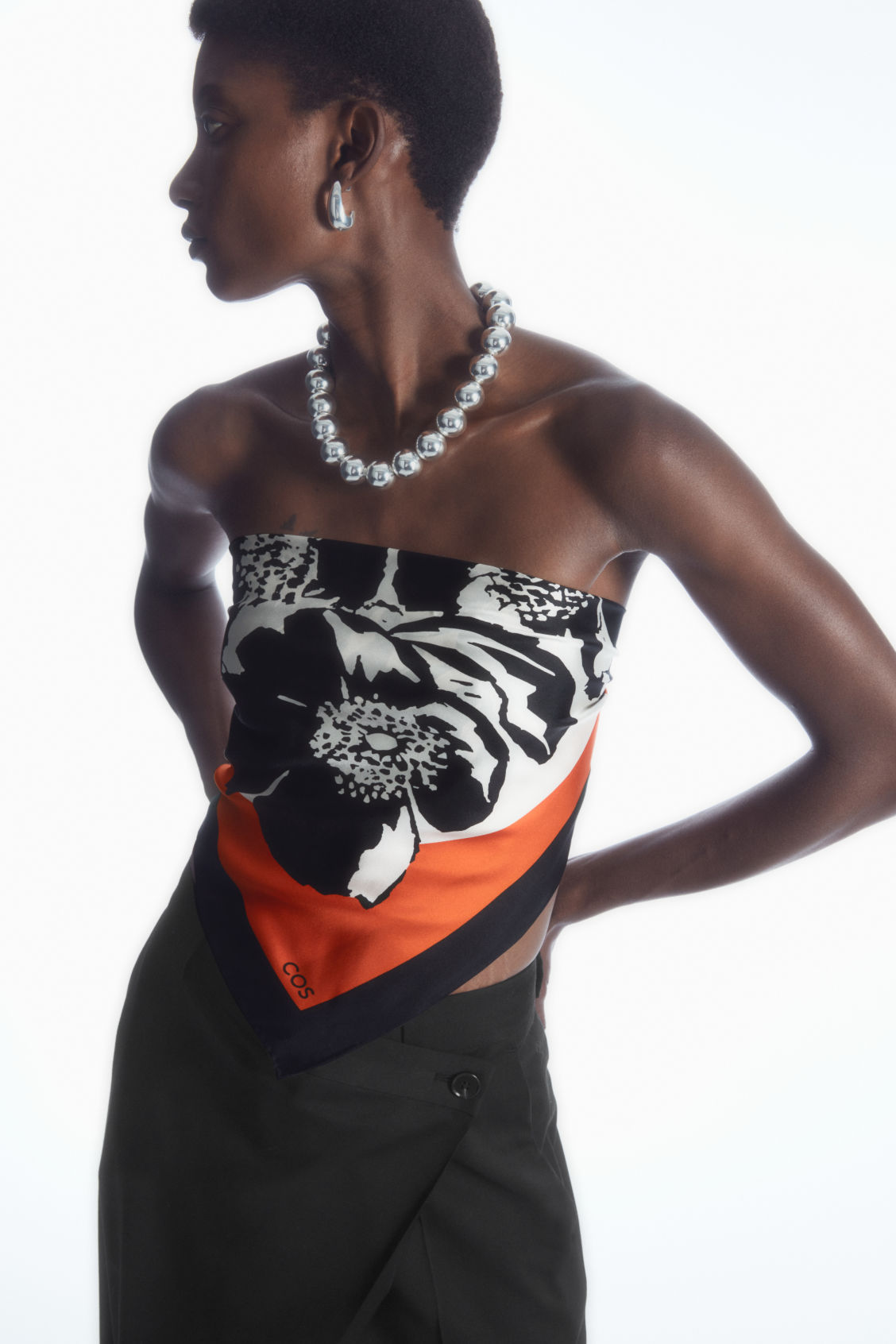 PRINTED PURE SILK NECK SCARF