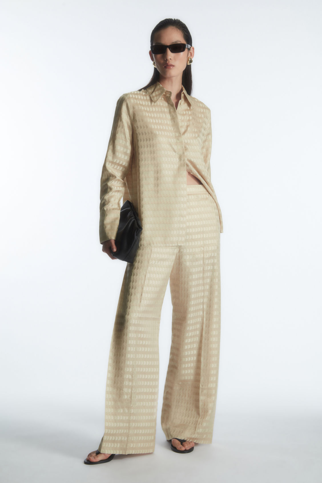 GEOMETRIC-JACQUARD SATIN TROUSERS