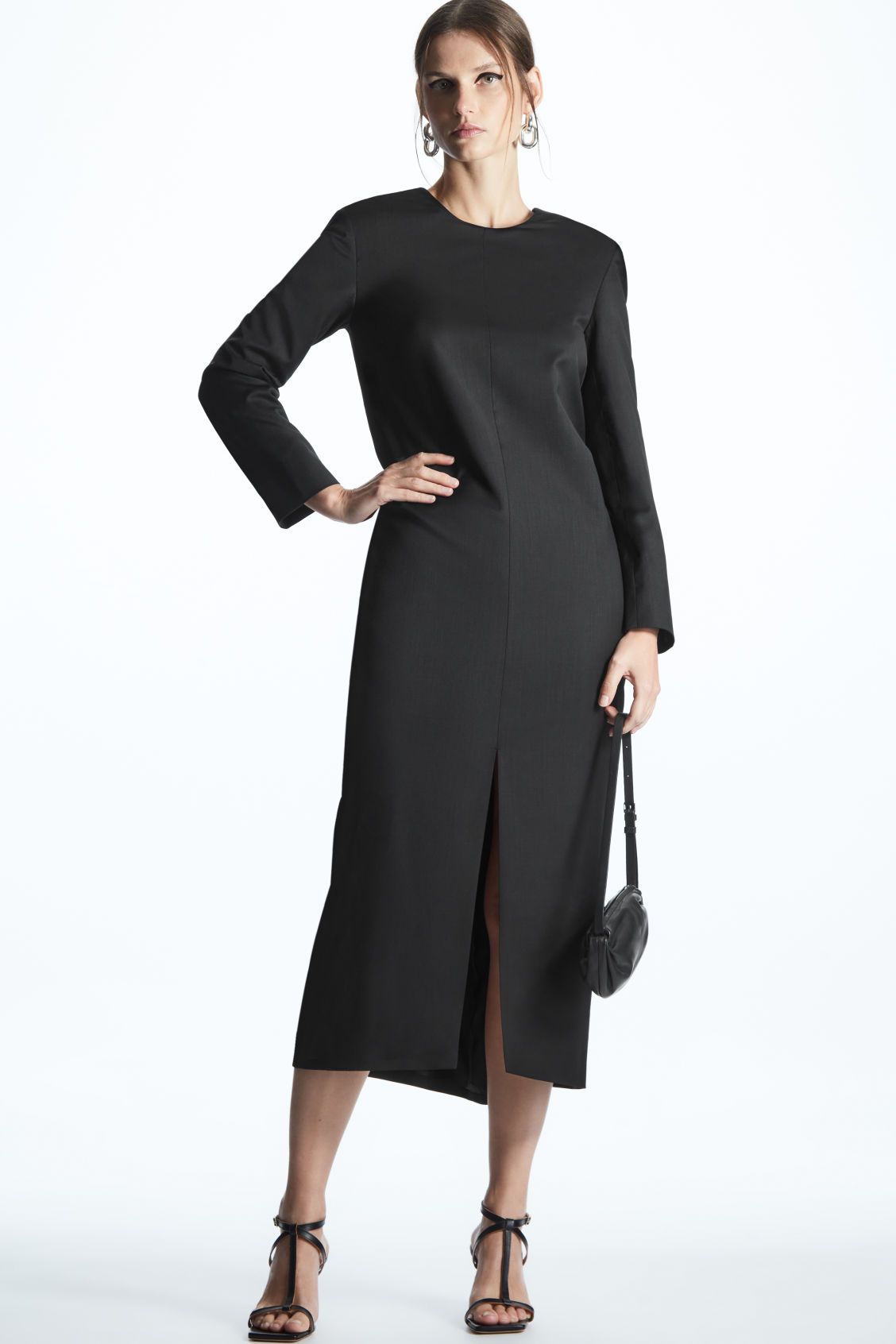 DRAPED WOOL-BLEND MIDI DRESS