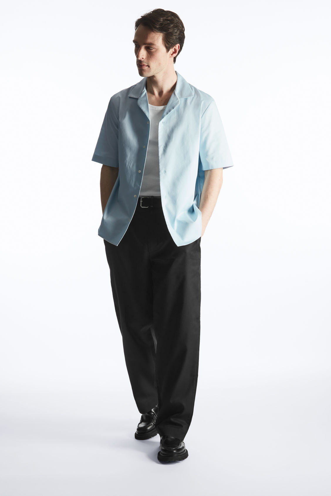 WIDE-LEG TWILL TROUSERS