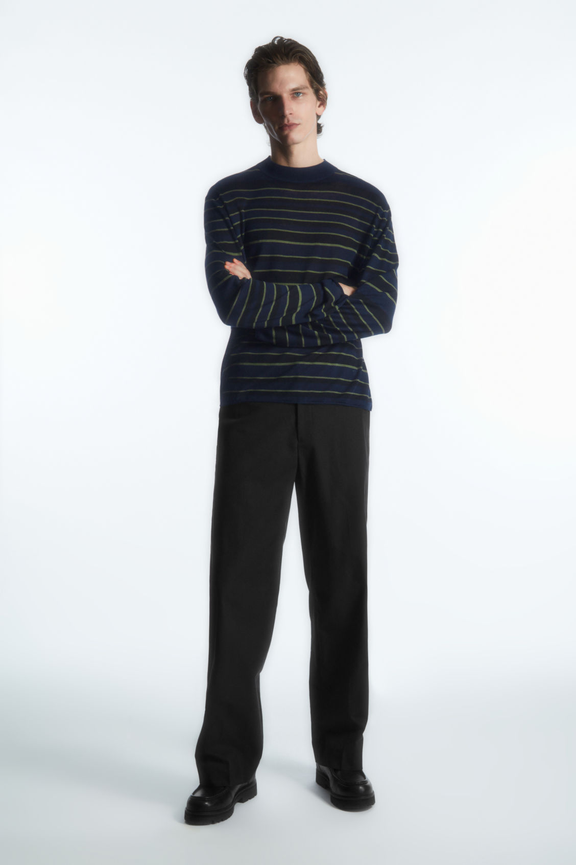 STRIPED KNITTED LONG-SLEEVED T-SHIRT