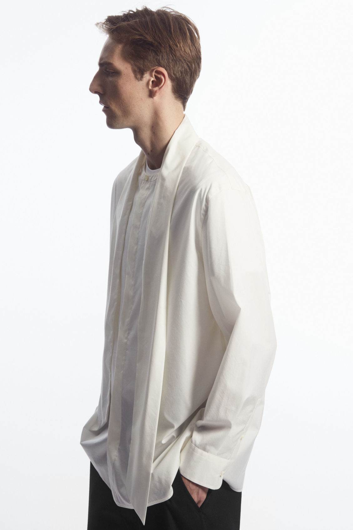 TIE-NECK FORMAL SHIRT - OVERSIZED
