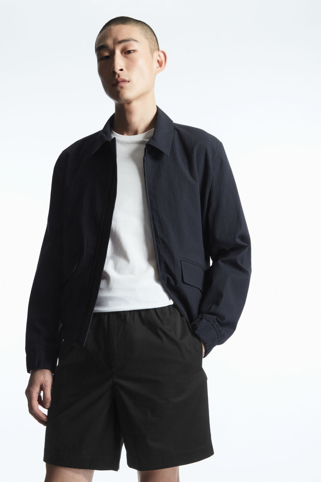 ELASTICATED COTTON-BLEND SHORTS