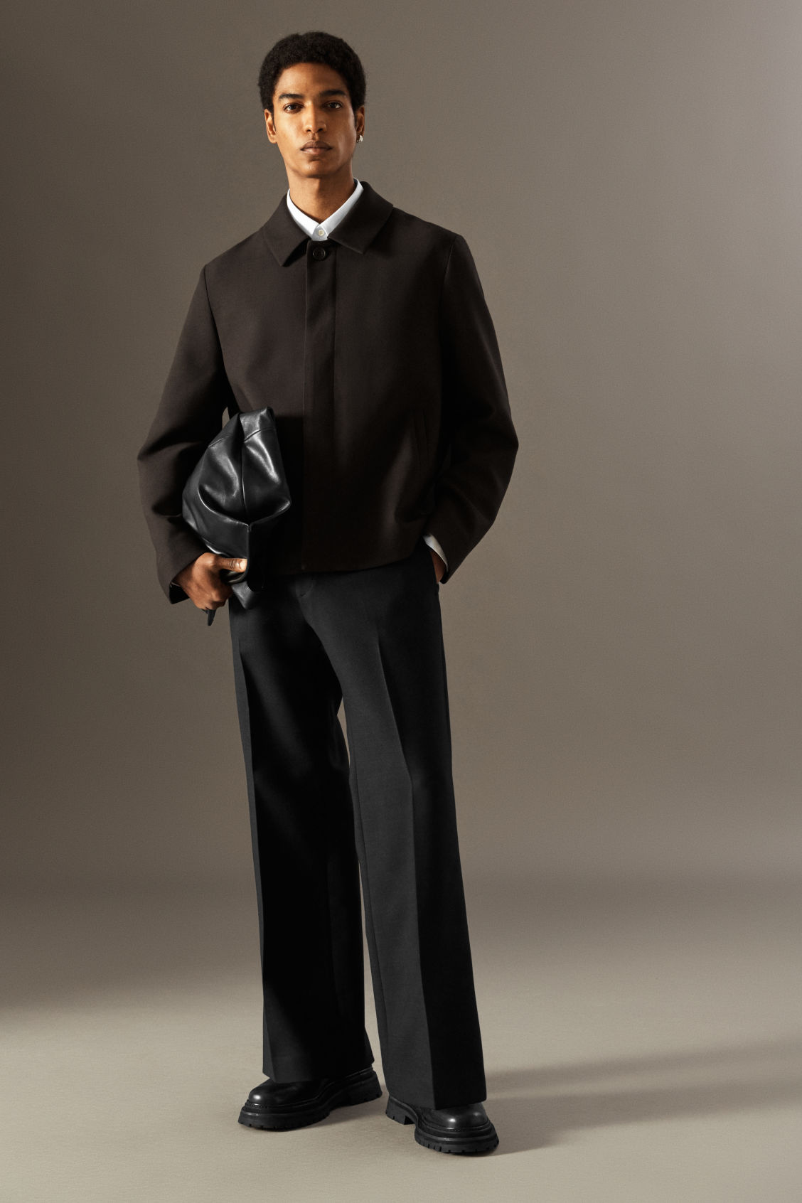 CROPPED WOOL-BLEND FLARED TROUSERS