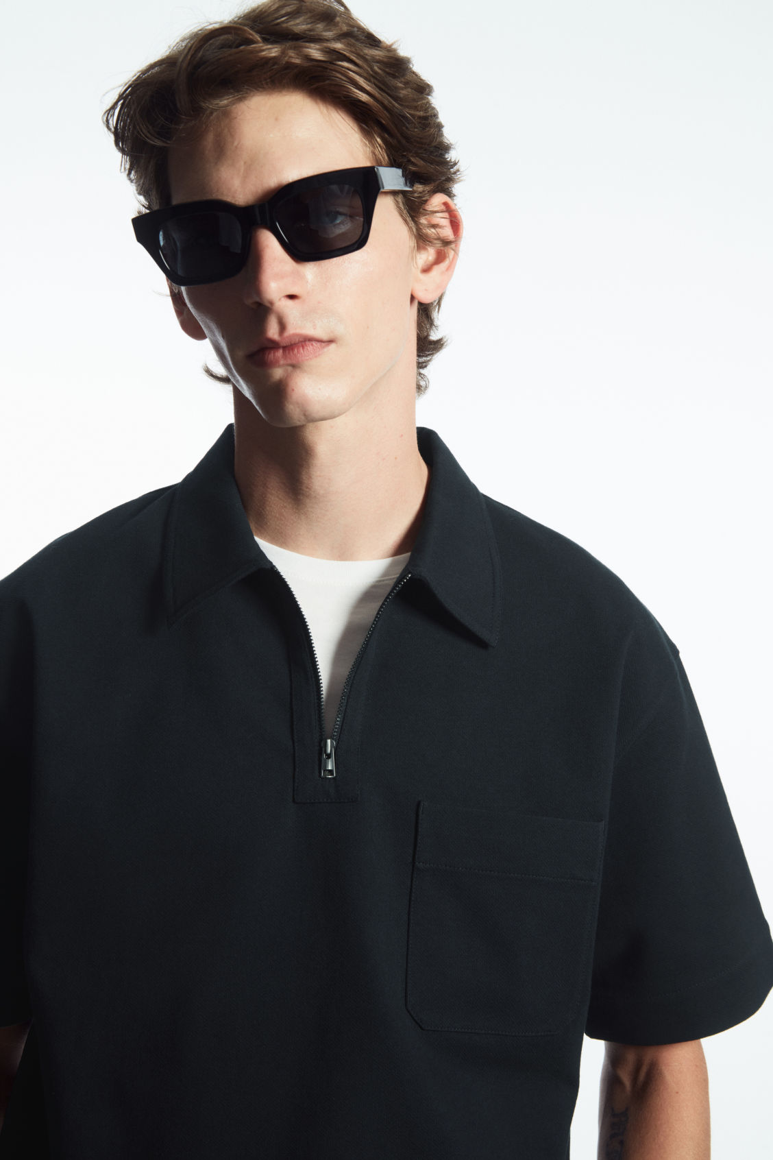 TWILL HALF-ZIP POLO SHIRT