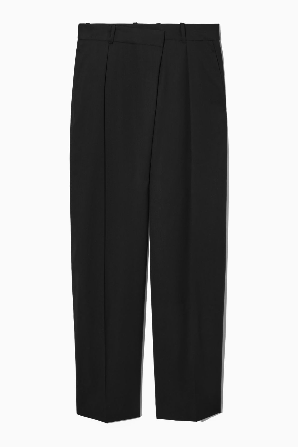 STRAIGHT-LEG CROSSOVER-WAIST TROUSERS