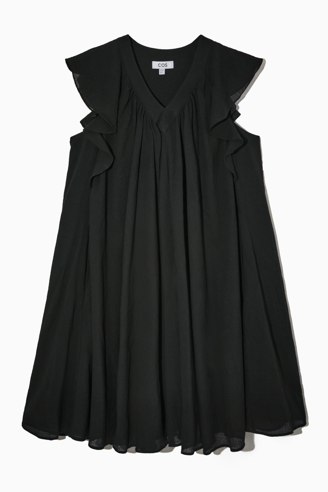 RUFFLED CAP-SLEEVE DRESS