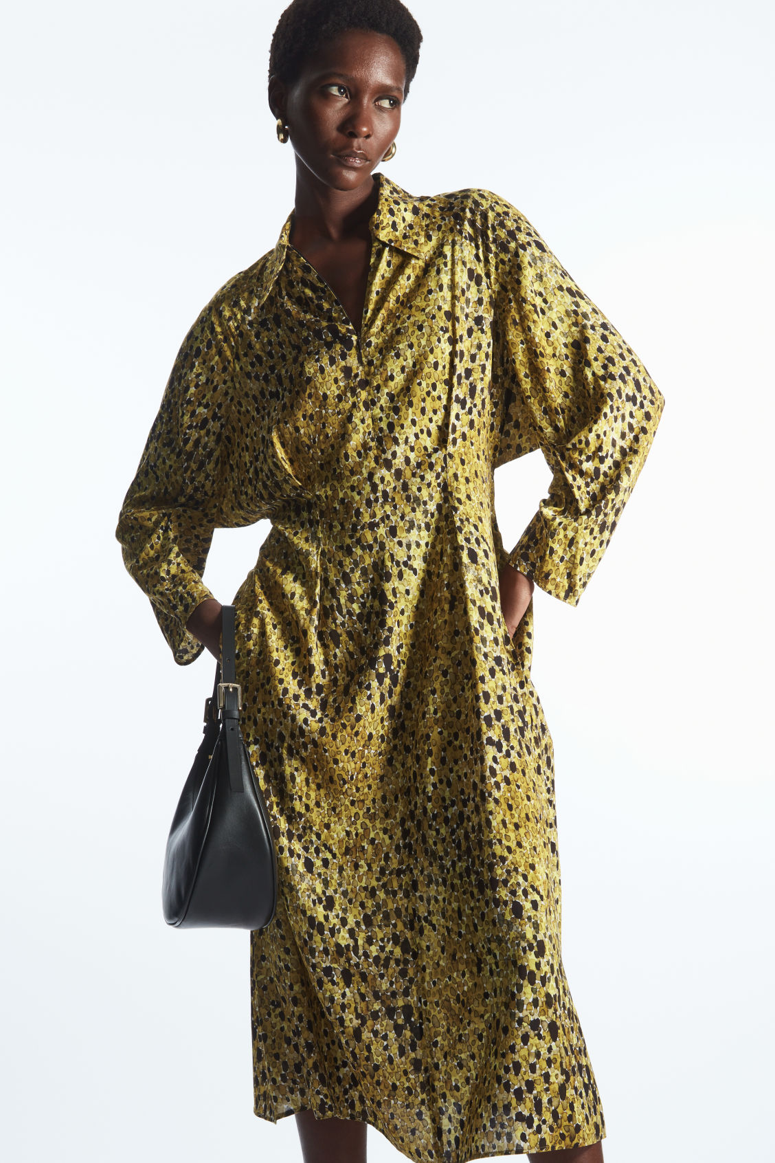 LEOPARD-PRINT MIDI SHIRT DRESS