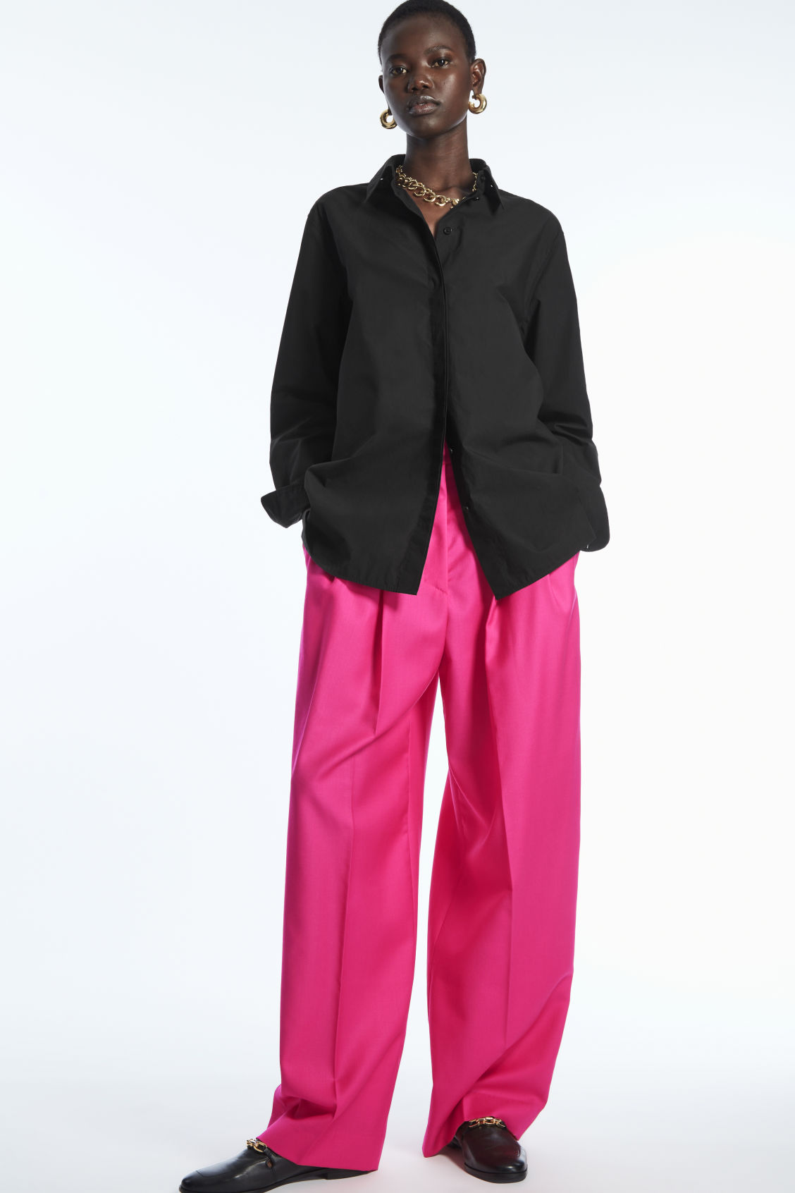 WIDE-LEG TAILORED WOOL TROUSERS