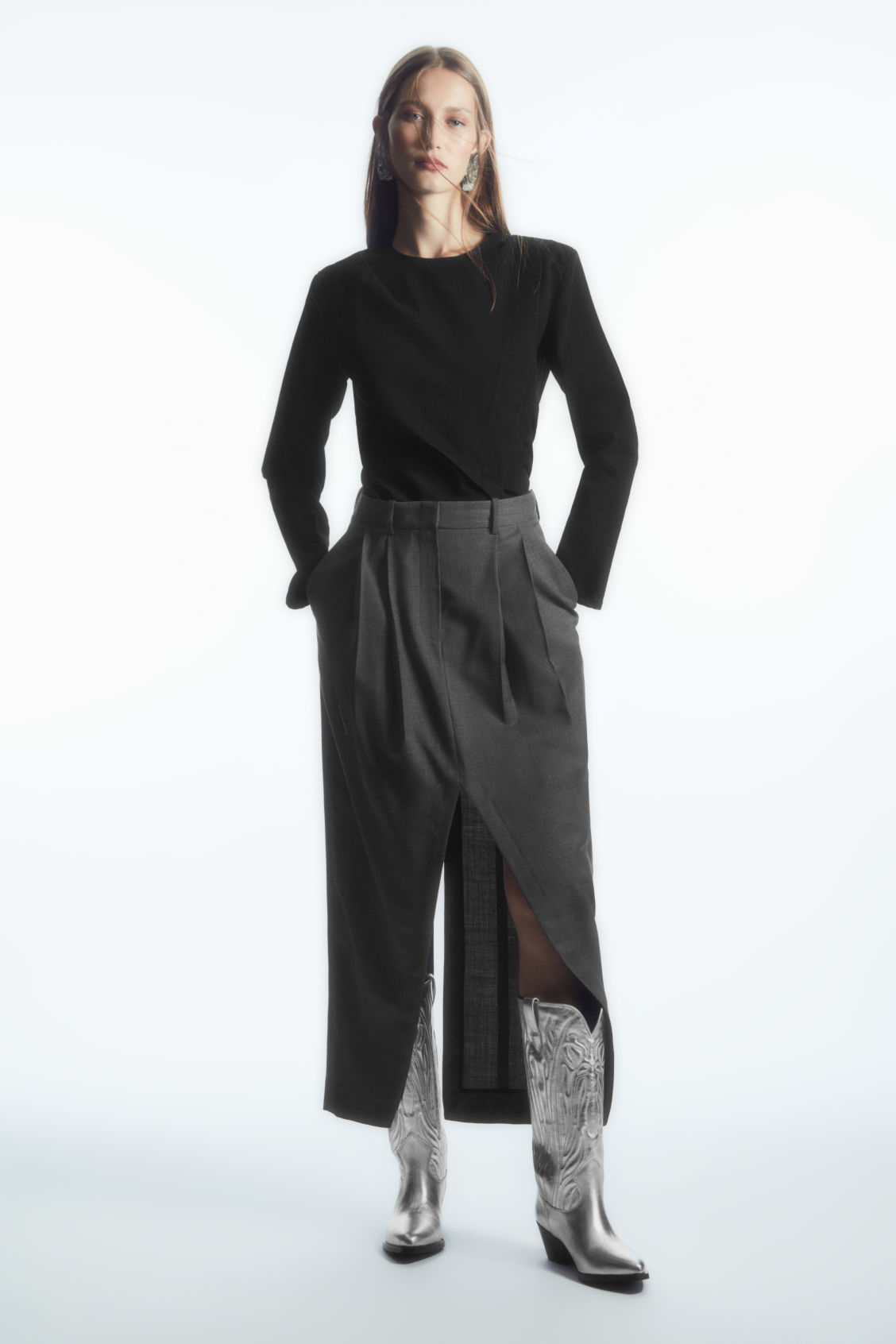 DECONSTRUCTED WOOL PENCIL SKIRT