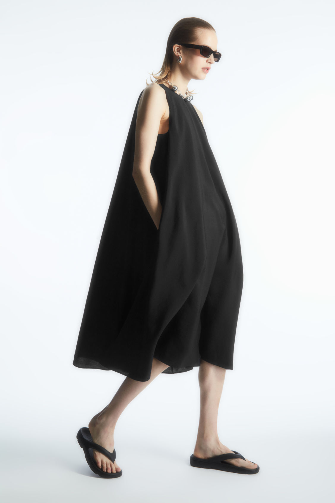 RACER-NECK MIDI DRESS