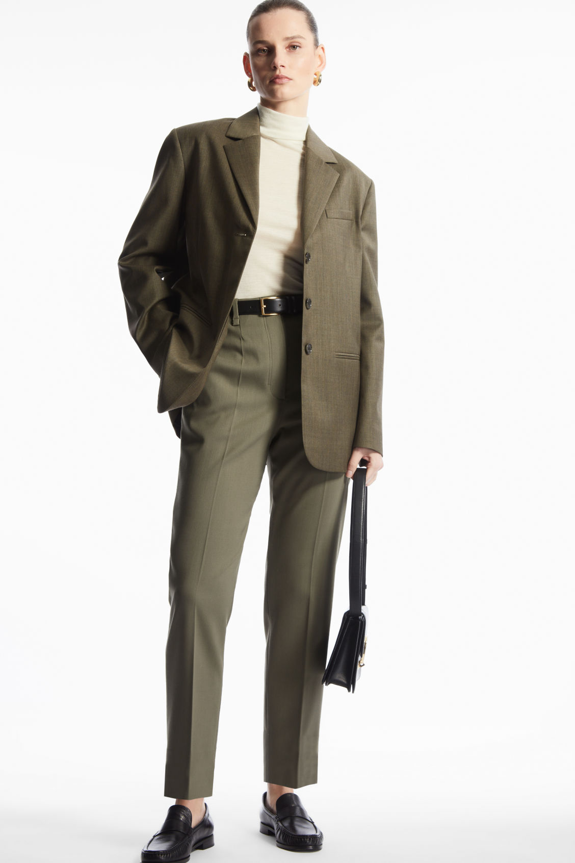 HIGH-WAISTED WOOL-BLEND TROUSERS