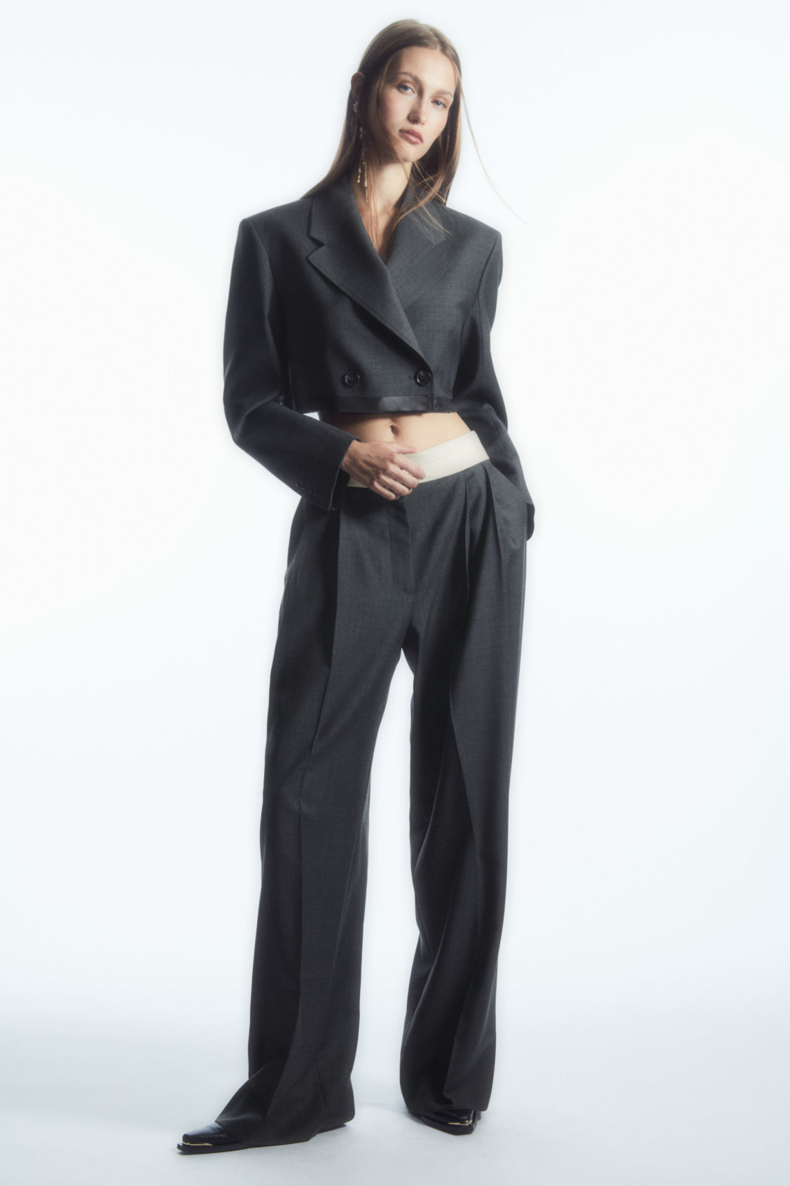 DECONSTRUCTED WIDE-LEG WOOL TROUSERS
