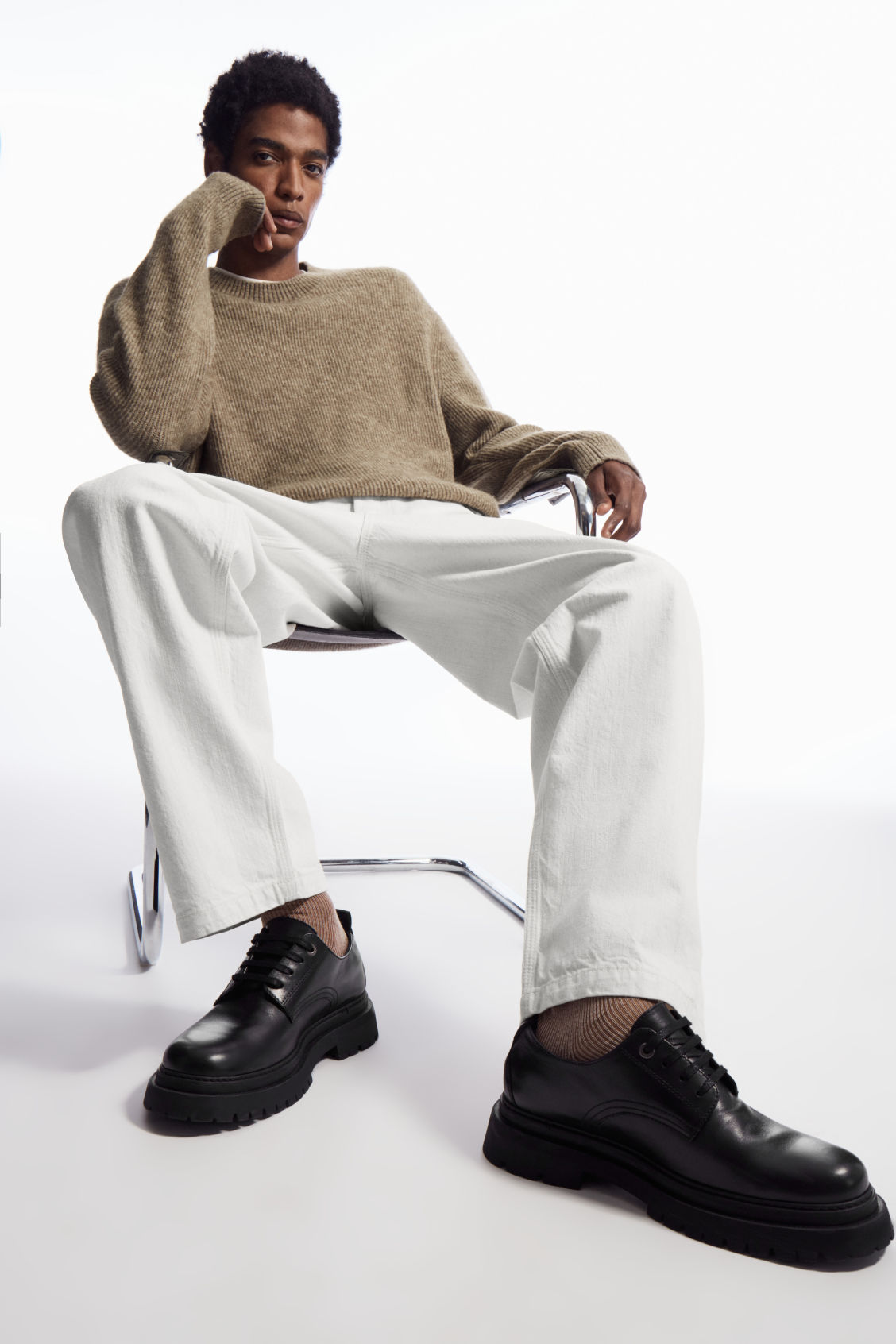 COLOUR-BLOCK MERCERISED COTTON SOCKS