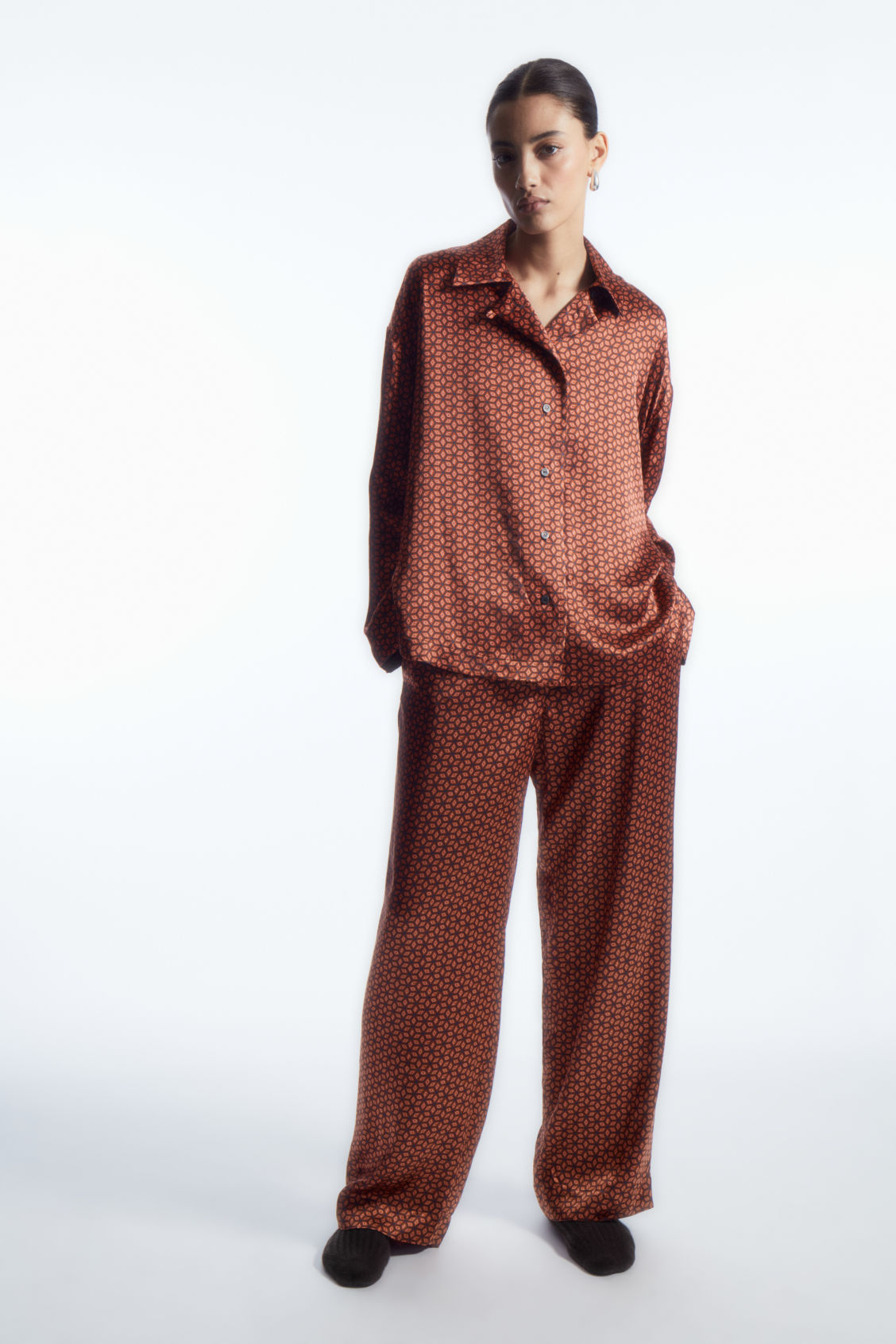PRINTED PURE SILK PYJAMA TROUSERS