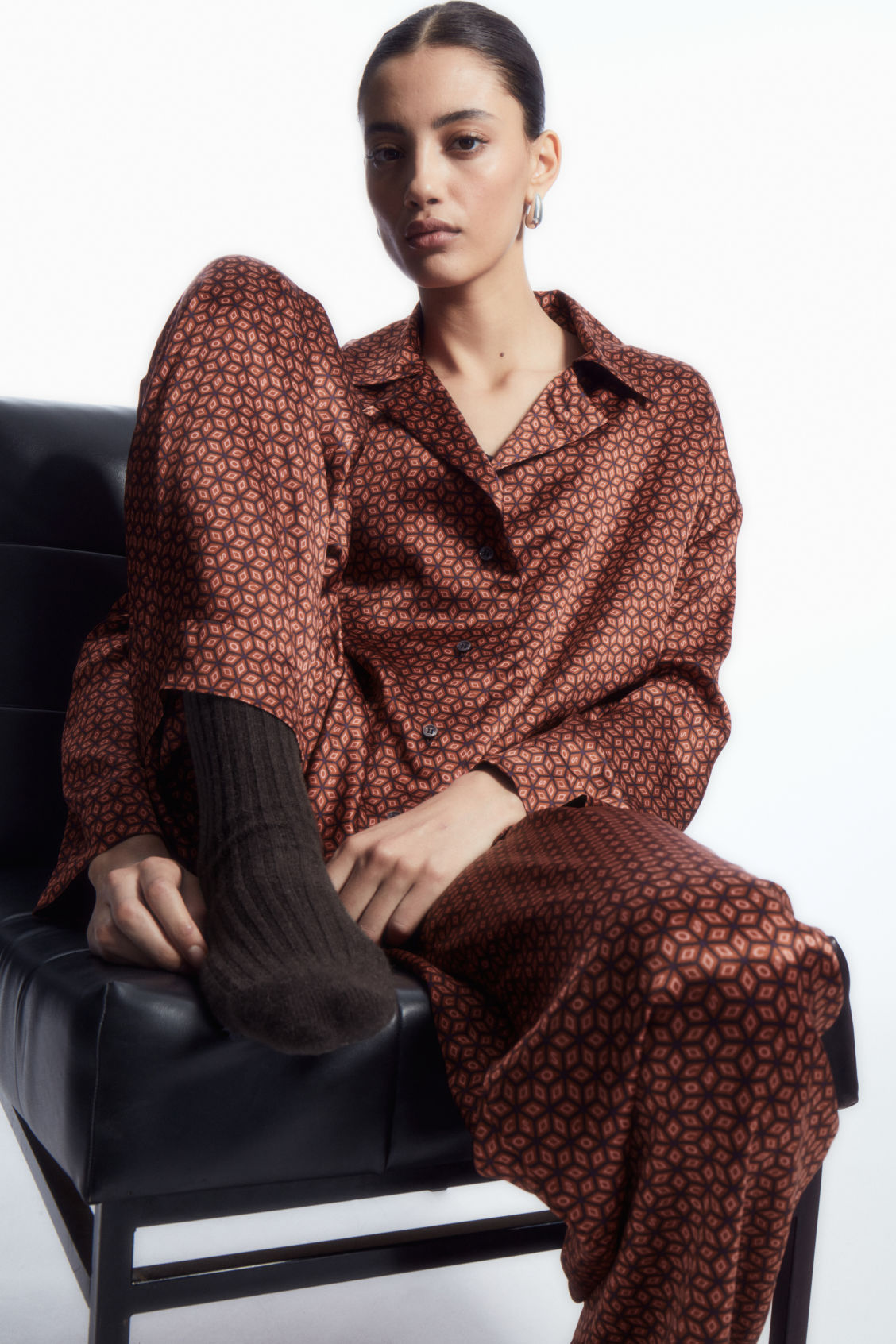 PRINTED PURE SILK PYJAMA SHIRT