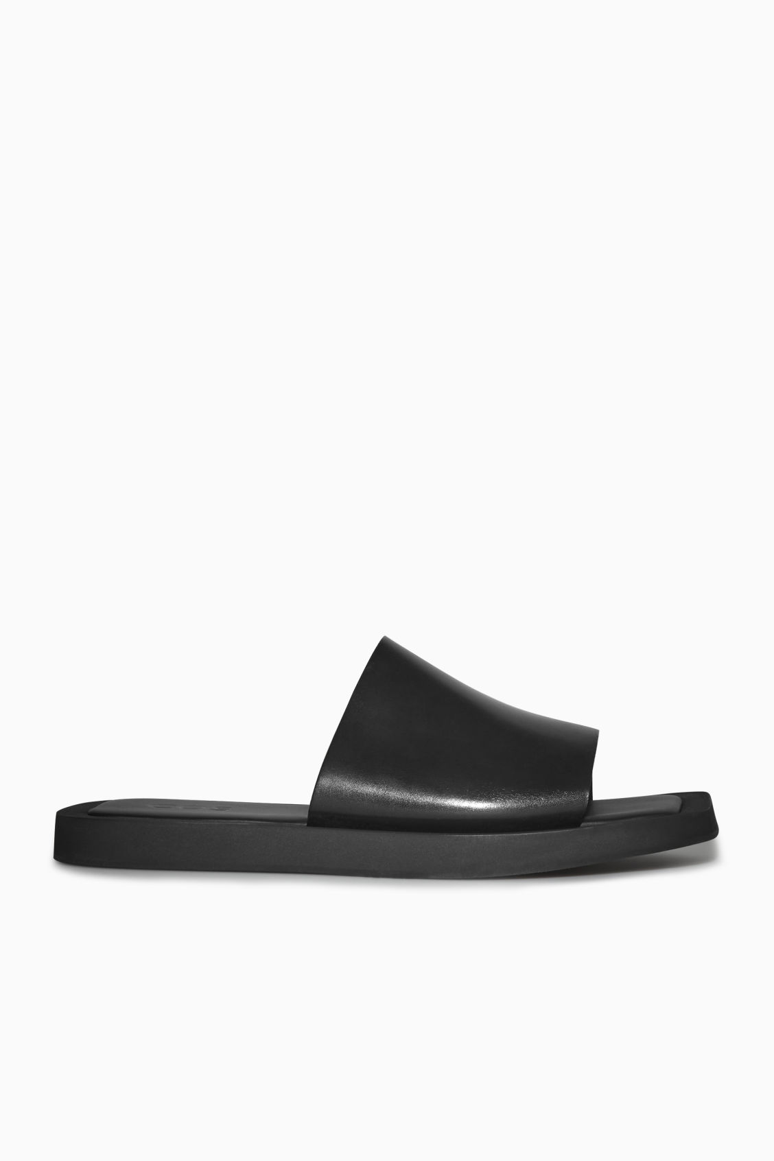 SQUARE-TOE LEATHER SLIDES
