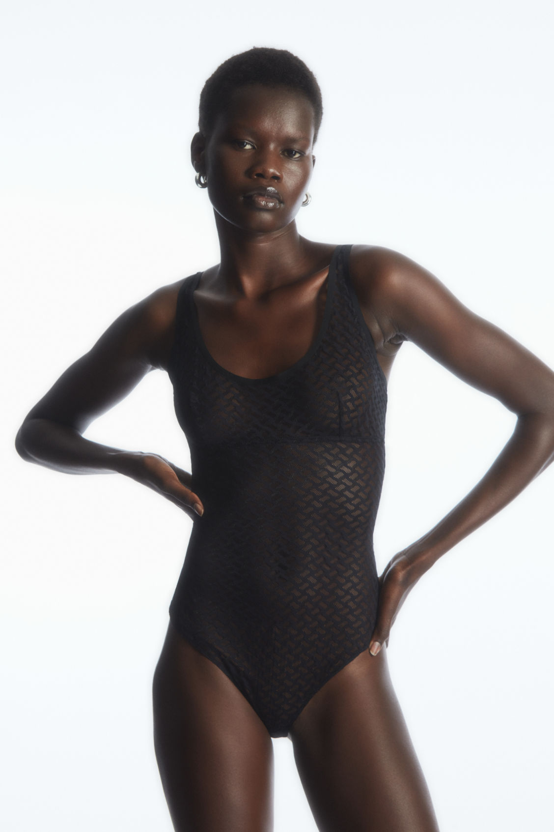 GEOMETRIC MESH BODYSUIT