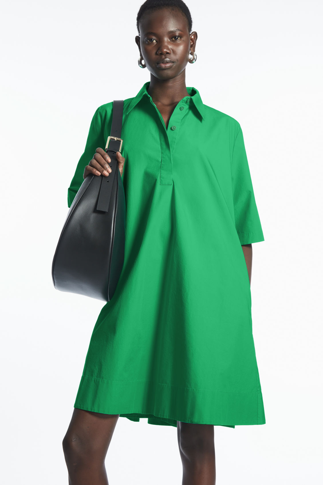 A-LINE SHORT-SLEEVED SHIRT DRESS