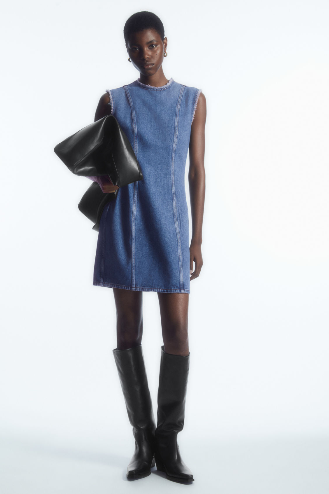 PANELLED DENIM MINI DRESS