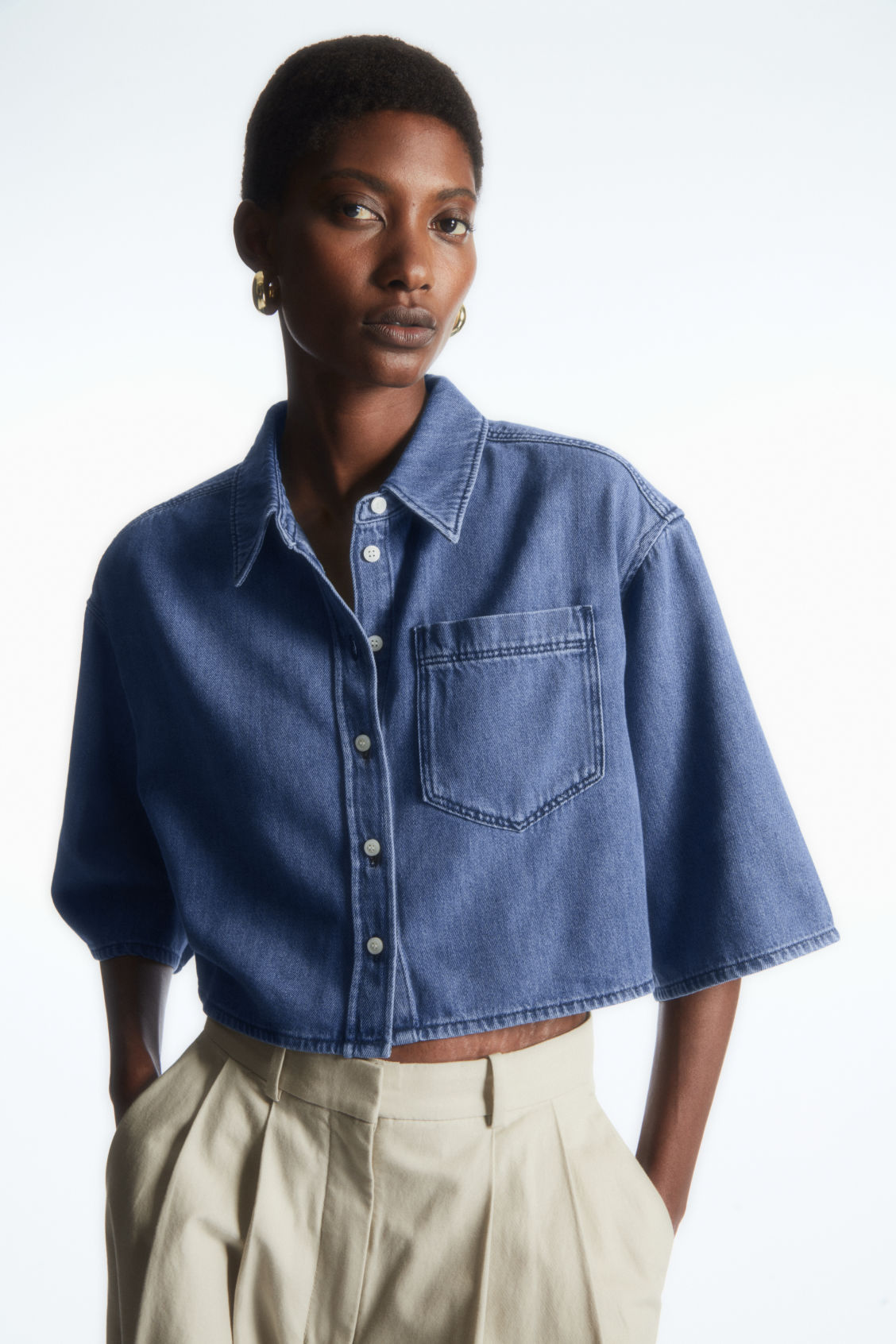CROPPED DENIM SHIRT