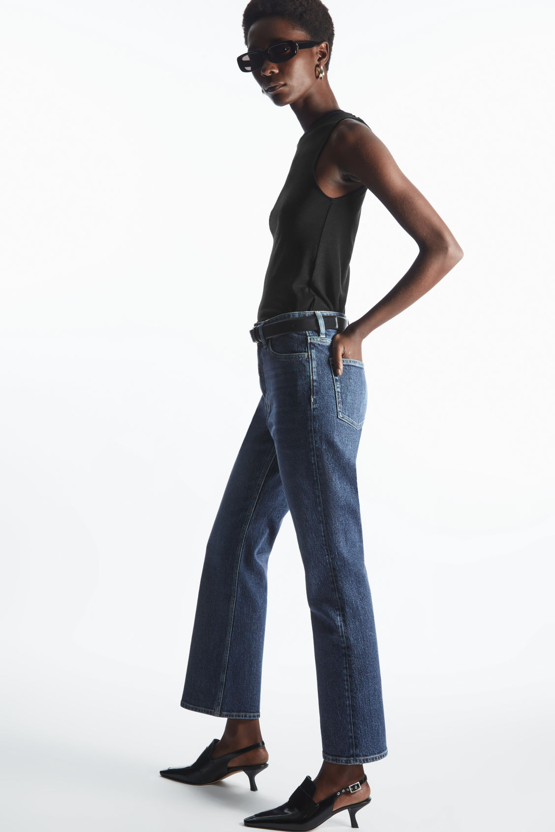 KICK-FLARE ANKLE-LENGTH JEANS