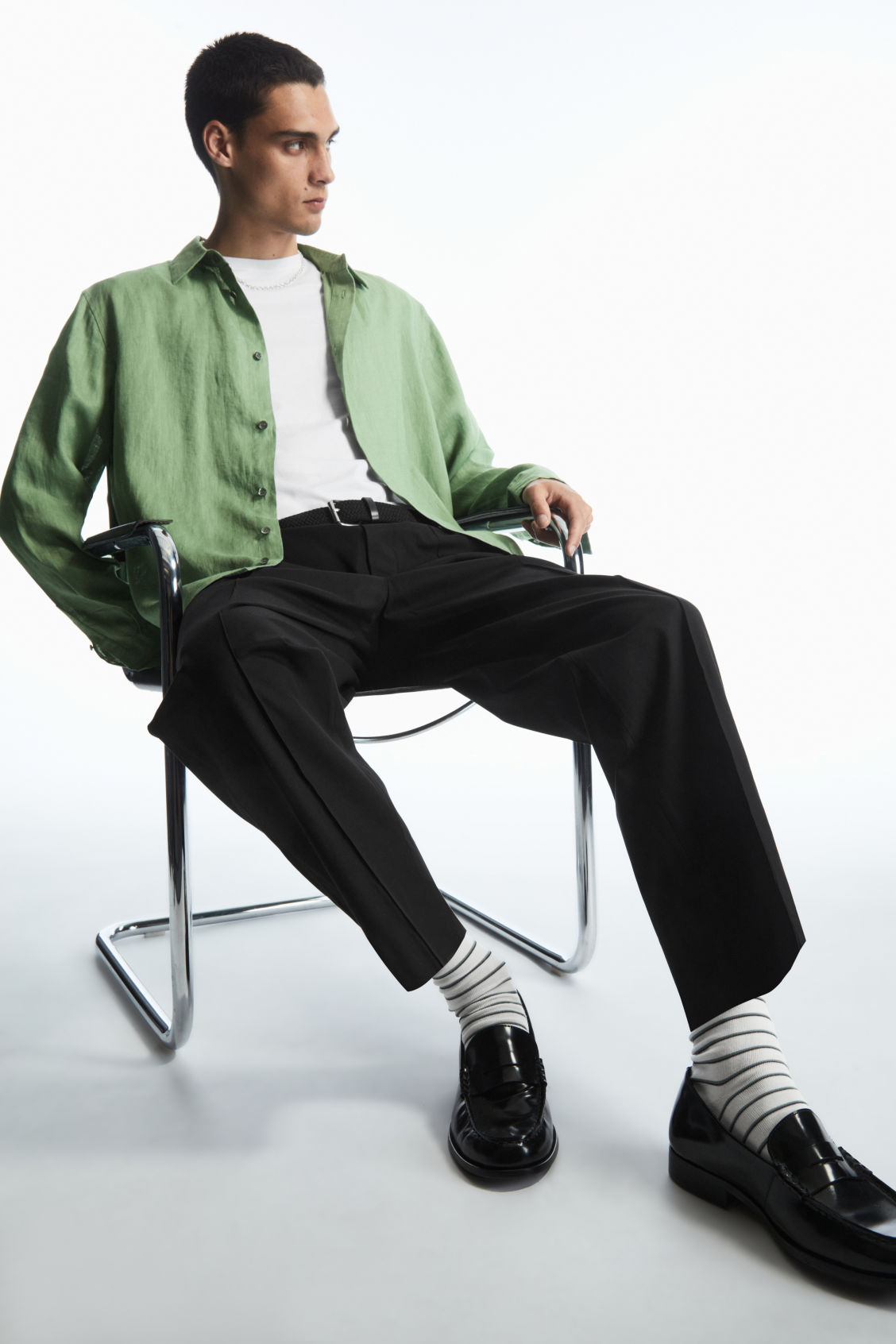 STRIPED MERCERISED WOOL-BLEND SOCKS