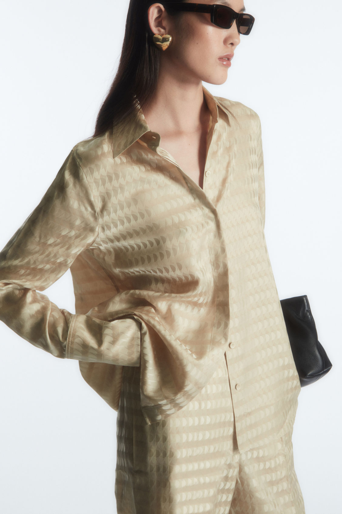 GEOMETRIC-JACQUARD SATIN SHIRT